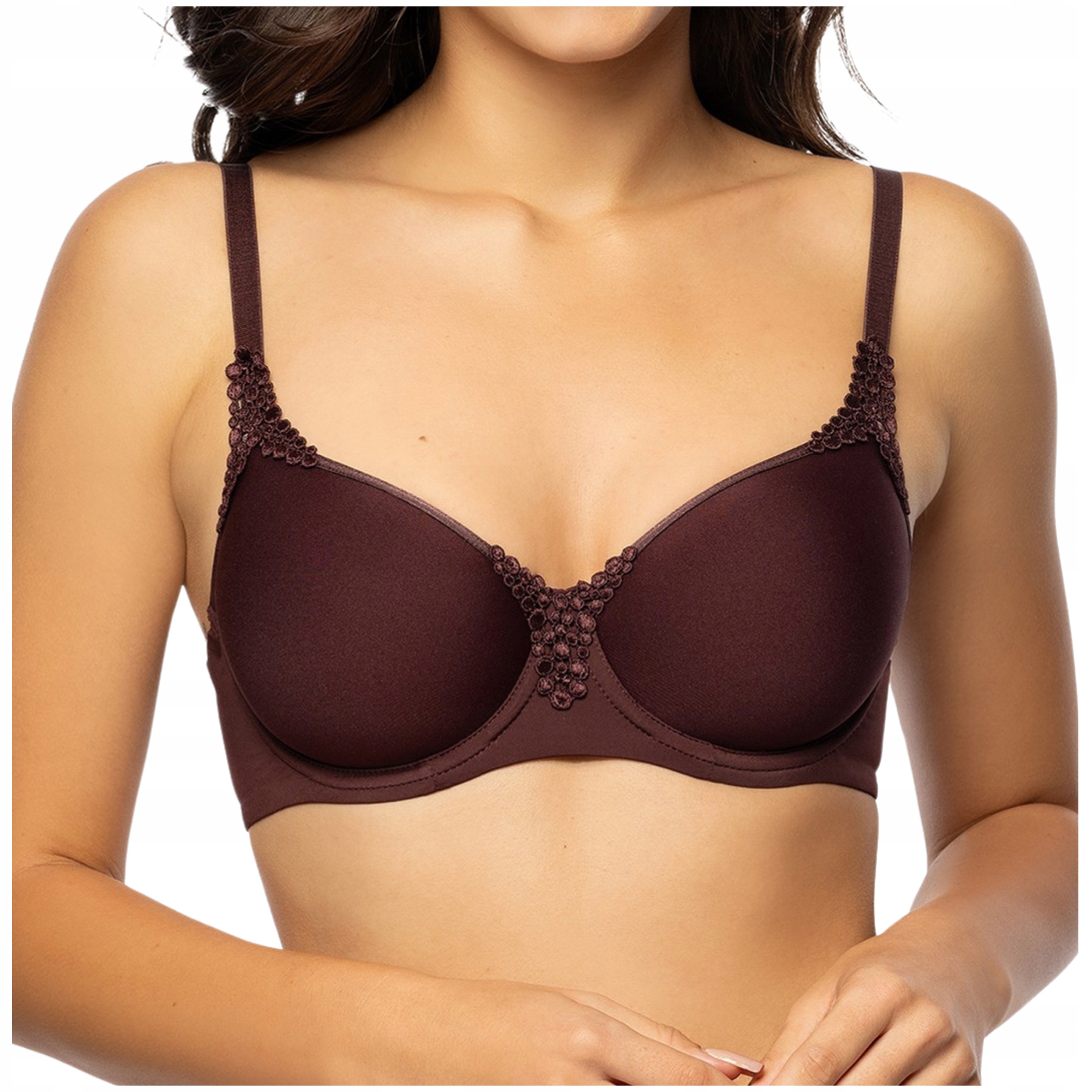 Komfortní podprsenka s hladkým základem pro každodenní nošení Viania Carola Spacer bordo 90D
