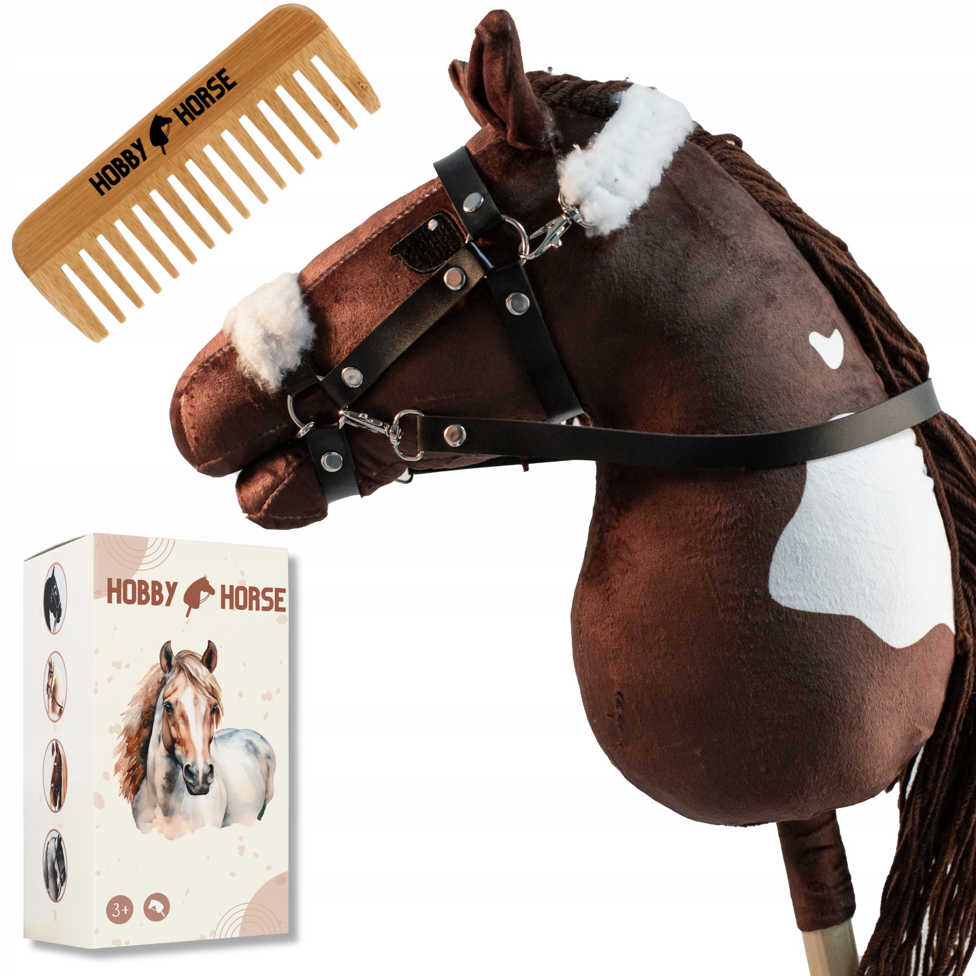 Hobby Horse Kůň Na Tyči A3 Koník S Hřívou Hlava Koně Hřeben Krabička