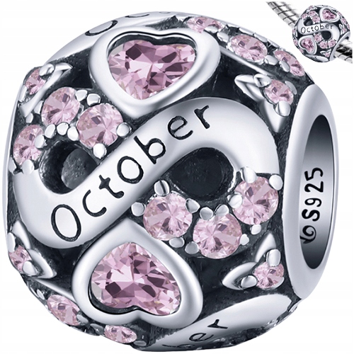 

Charms Miesiąc Październik srebro pr 925 koralik