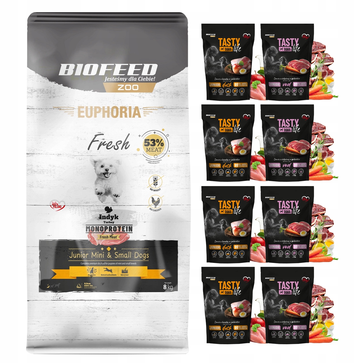 Euphoria Fresh Junior dla psa Indyk Monoproteinowa Xs 8kg 8x Saszetka