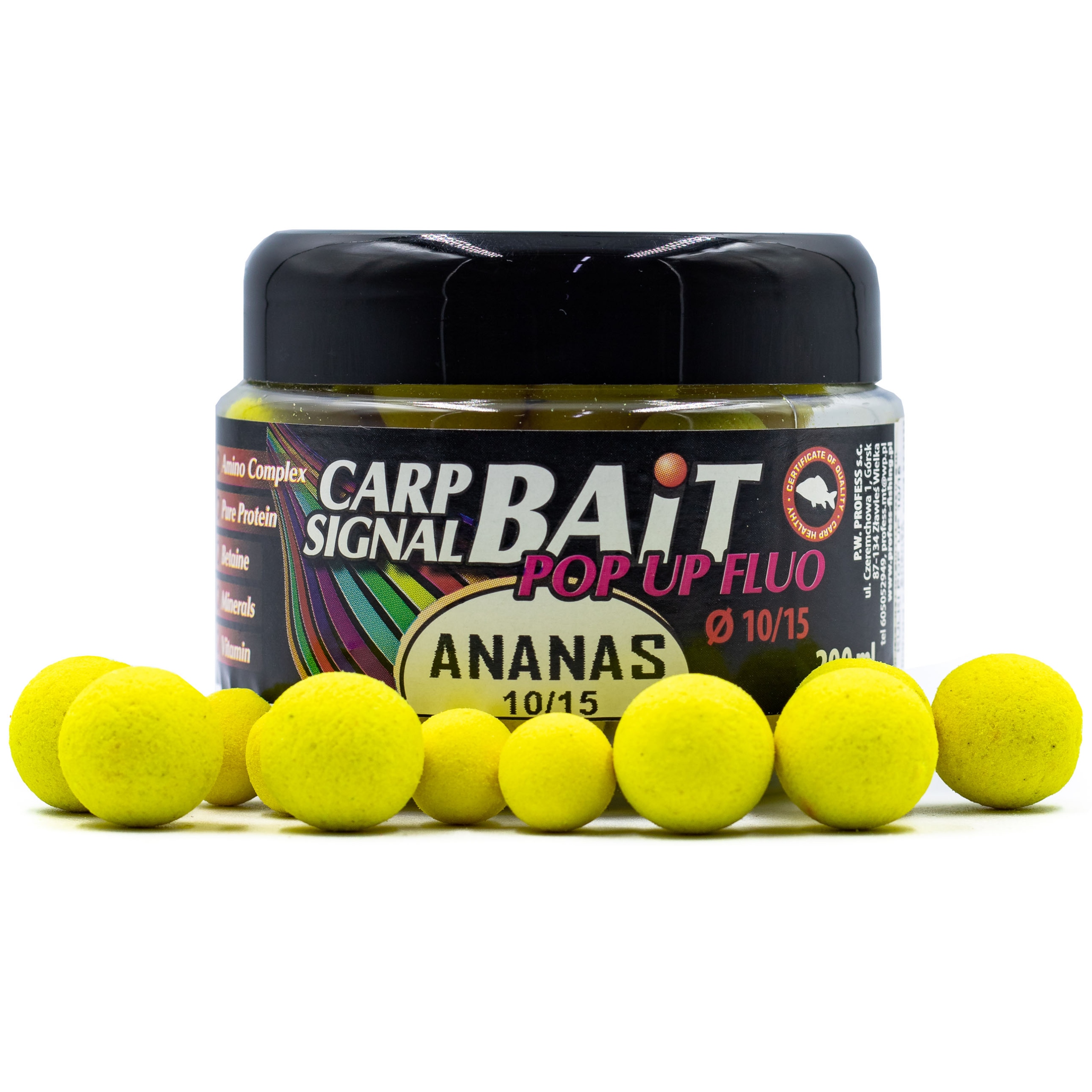 Kulki haczykowe pop up fluo Ananas 10/15 mm Profess