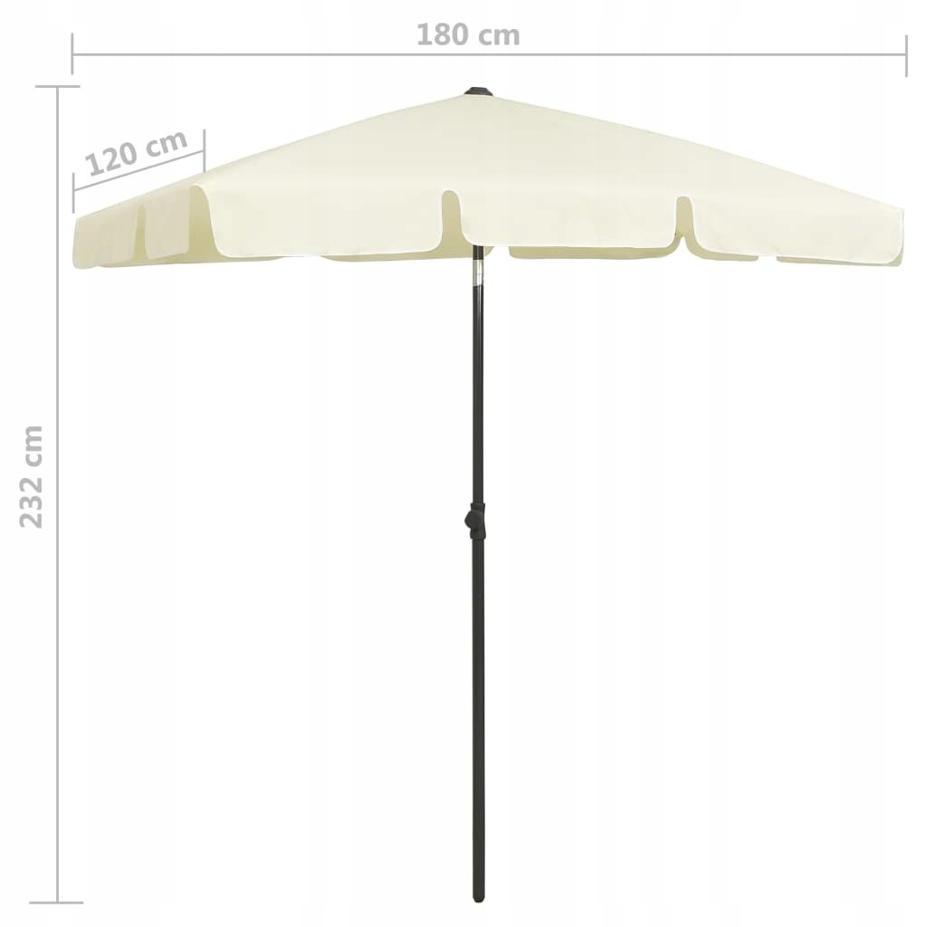 PARASOL PLAŻOWY, PIASKOWY ŻÓŁTY, 180X120 CM Waga 2.45 kg