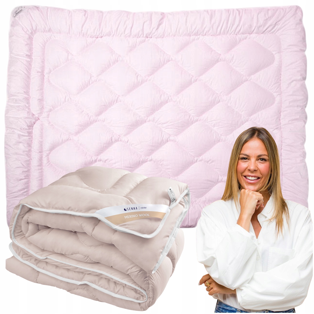 Vlněná přikrývka 155x200 Merino Wool růžová 100% přírodní ovčí vlna