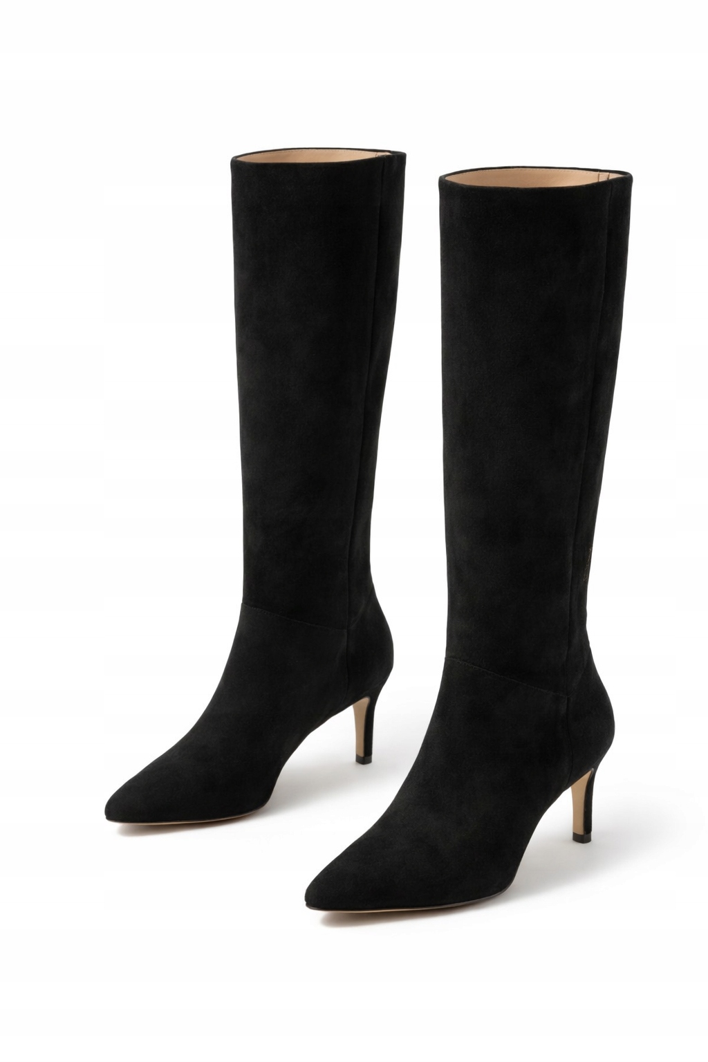 Černé Klasické Semišové Kozačky Na Podpatku 37 I4A