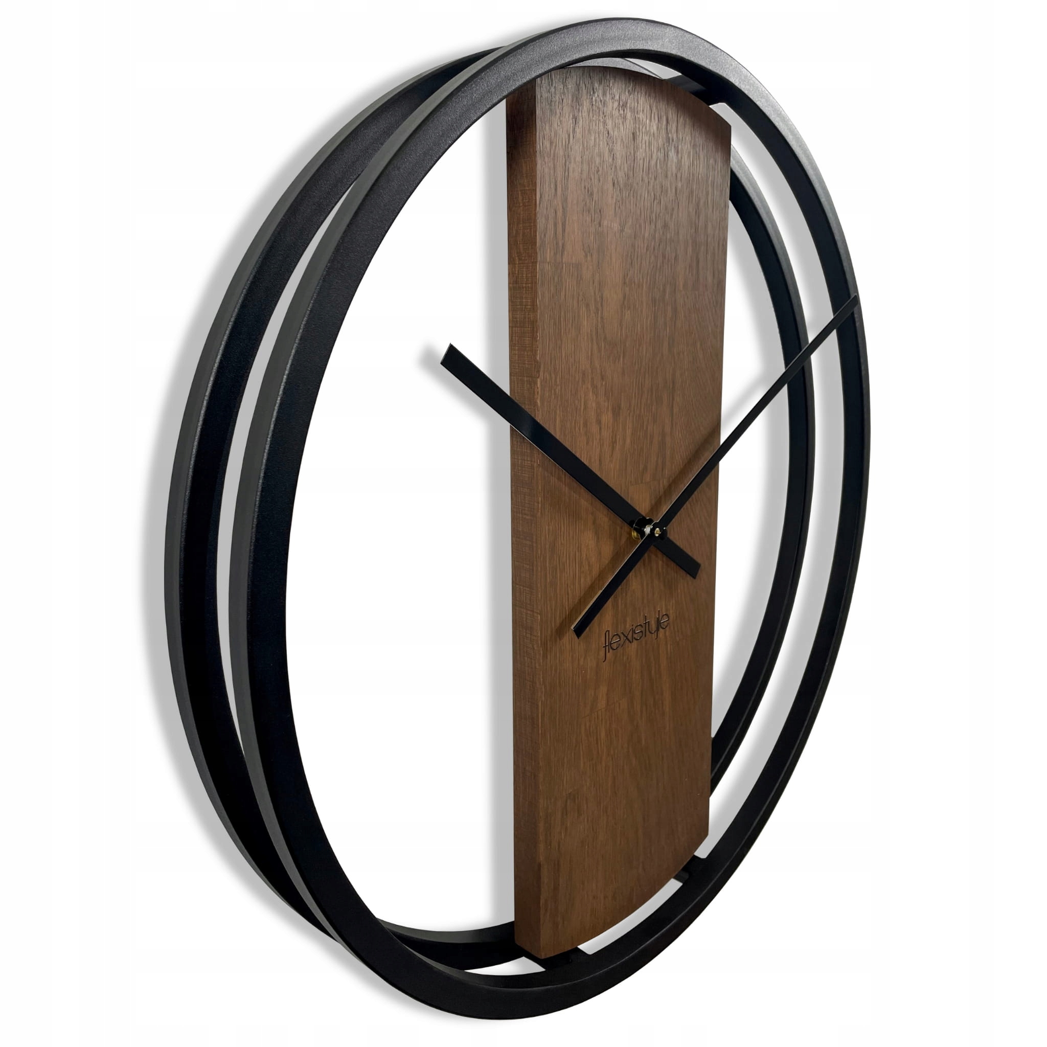 Nástěnné hodiny kulatý dubové Loft Oval hnědé kovové 50 cm tiché do obýváku
