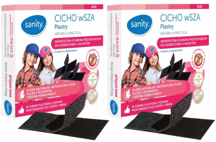 Cicho wSZA Plastry na wszy Sanity 2x4 sztuki