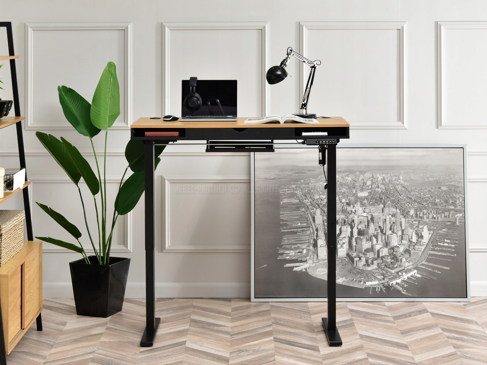 NOWOCZESNE BIURKO PODNOSZONE OTSO 120 CZARNY DĄB Szerokość mebla 120 cm