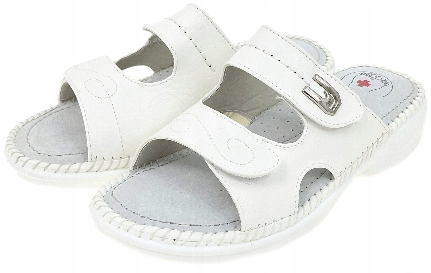 Skórzane Damskie Medyczne Klapki Odkryte roz.36