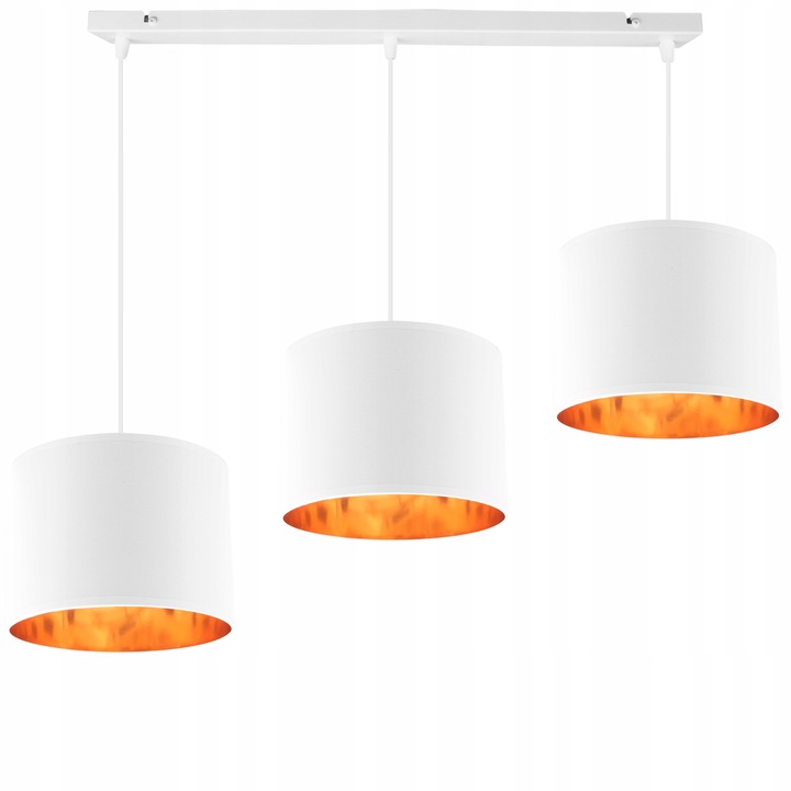 Stropná lampa s visiacimi látkovými tienidlami a zlatým stredom Shade