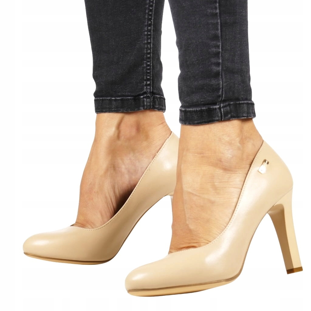 Tělové Coffe Béžové Lodičky Na Podpatku Stabilní, Pohodlné, Nová Barva, Top 40