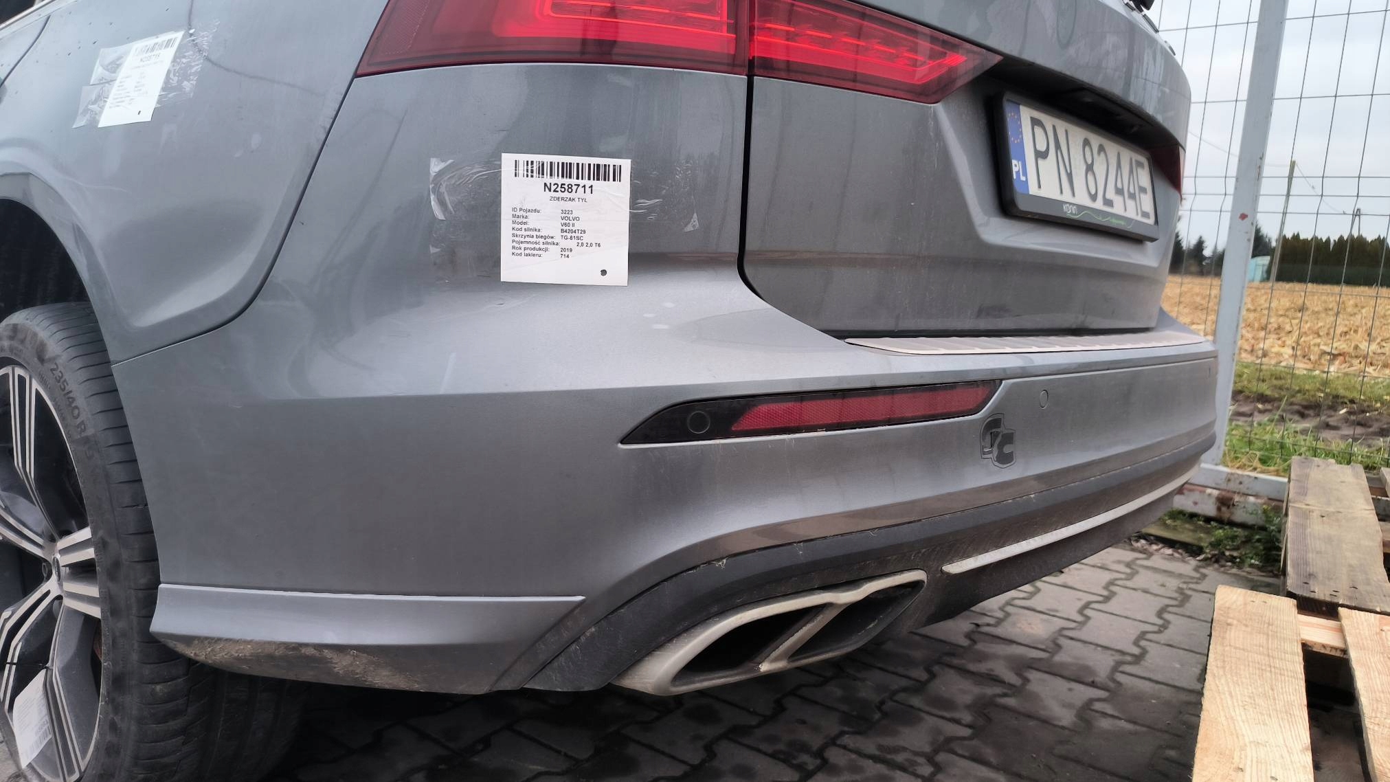 bumper rear part 714 OSMIUM GREY VOLVO V60 II