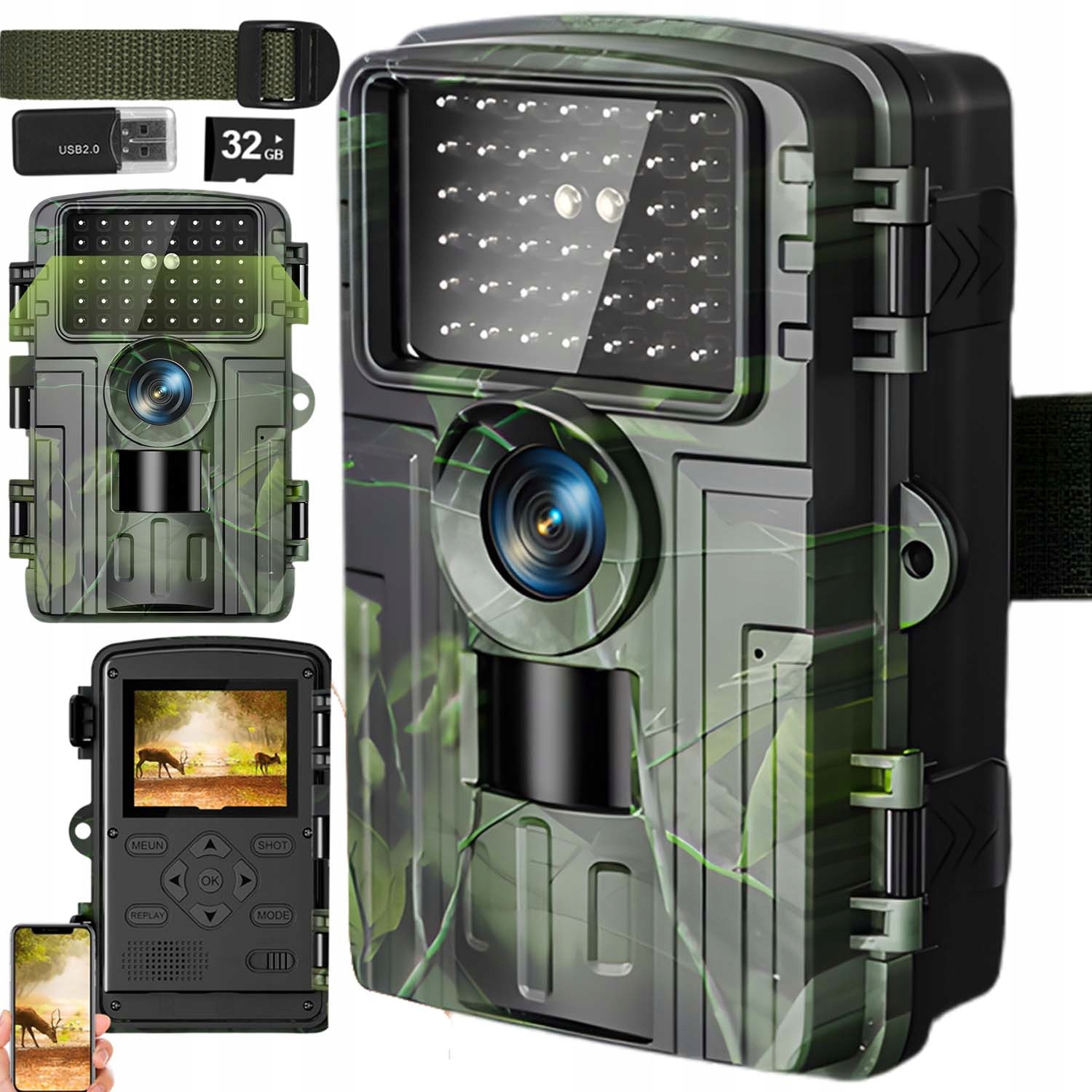 Fotopast Lesní Kamera 4K 60MP Cmos Detekce Pohybu 0.1S Voděodolná IP66