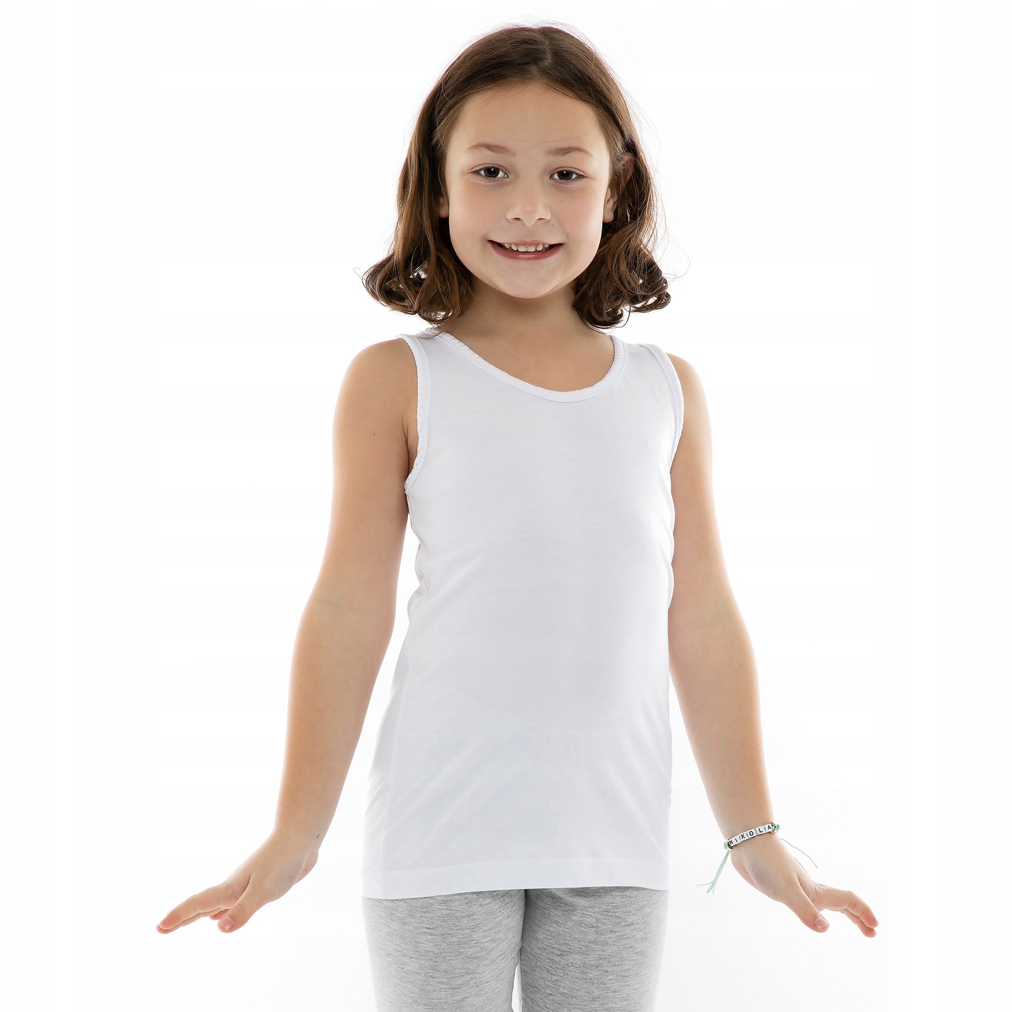 DZIECIĘCA PODKOSZULKA 116 NA SZEROKIE RAMIĄCZKA BAWEŁNA PODKOSZULEK BIAŁY