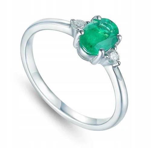 Prstýnek Smaragd Diamanty Bílé Zlato pr 585
