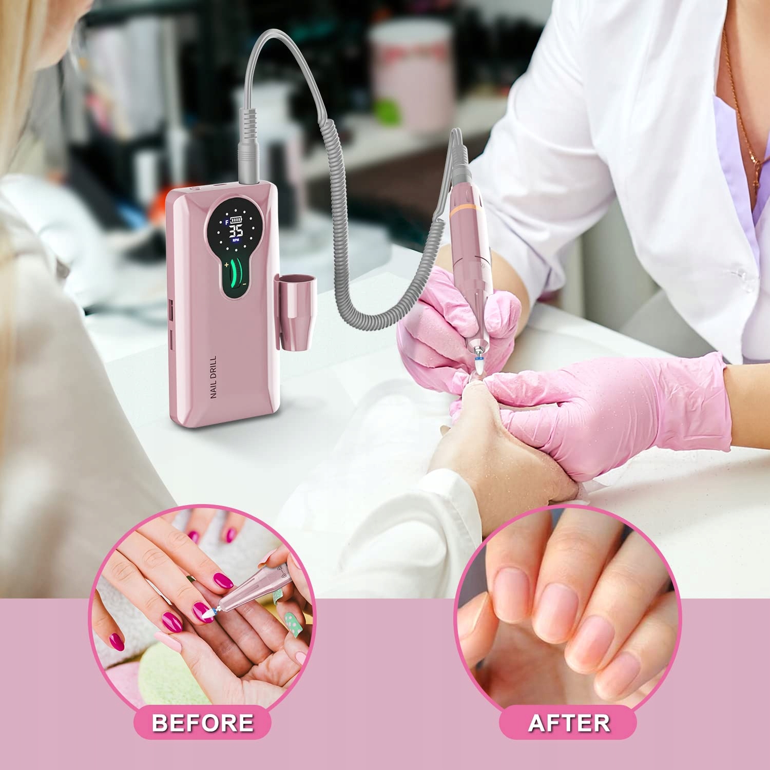 ENGERWALL Zestaw Do Manicure Pedicure Elektryczny Pilnik 35000 ObrMin — miniatura 5