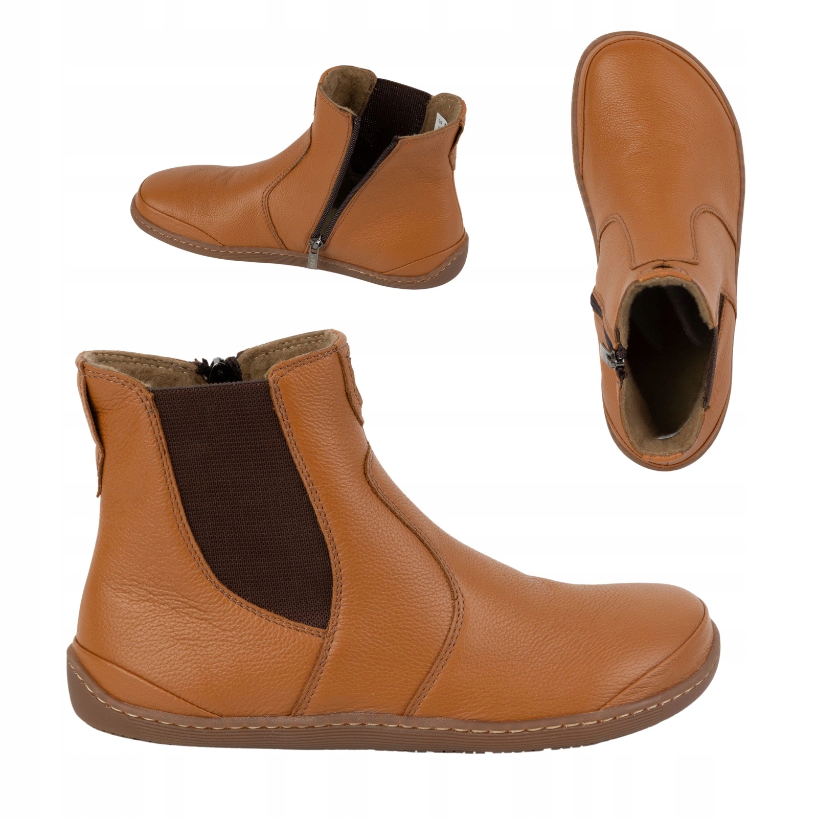 Dámské barefootové boty se zipem, zateplené, velikost 1263, červené, velikost 39