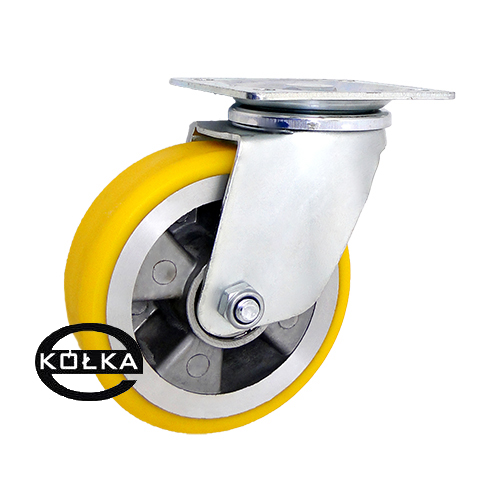 Kolečko o průměru 125 mm, hliníkovo-polyuretanové, zesílená otočná konstrukce, 300 kg