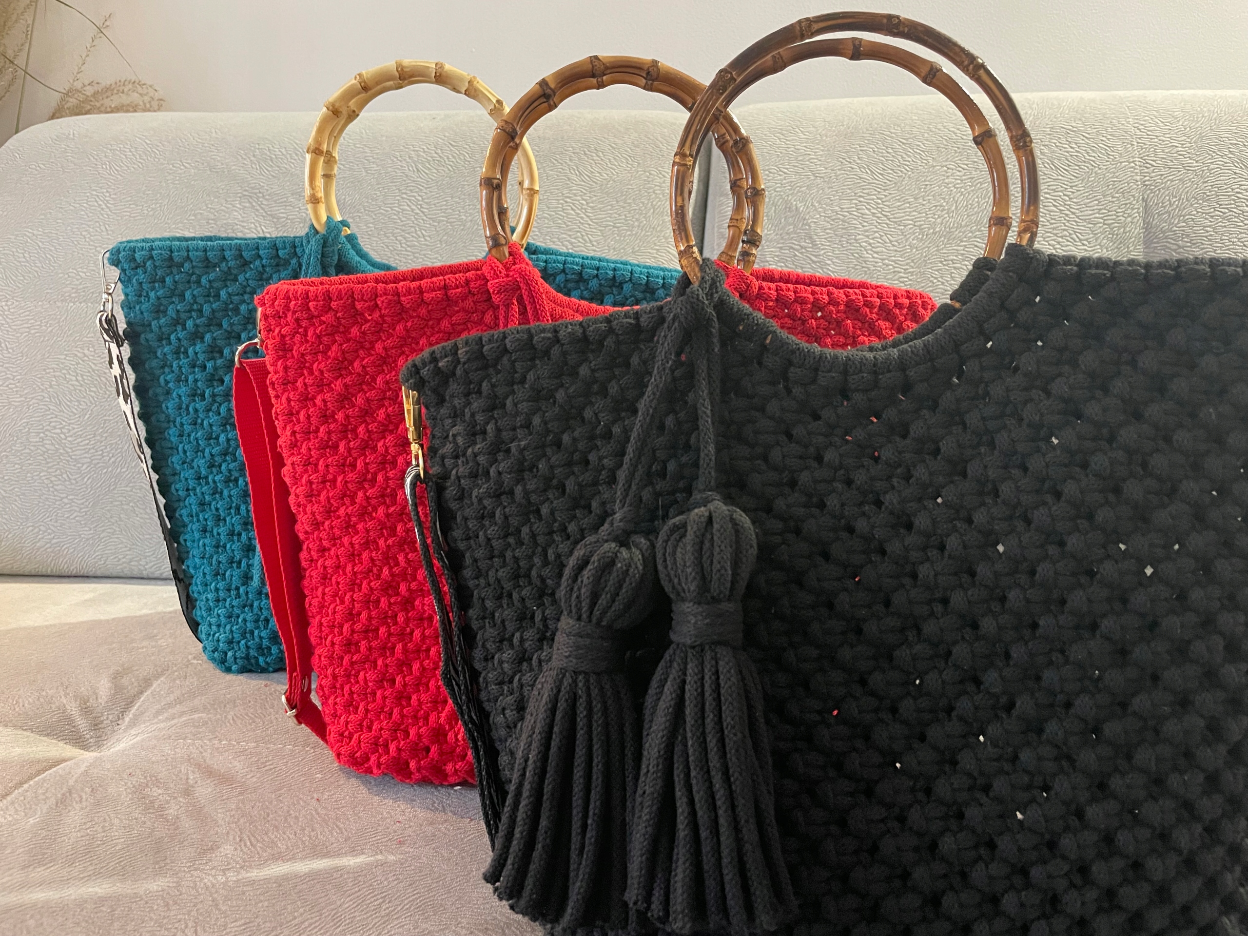 Taška košík makramé velká