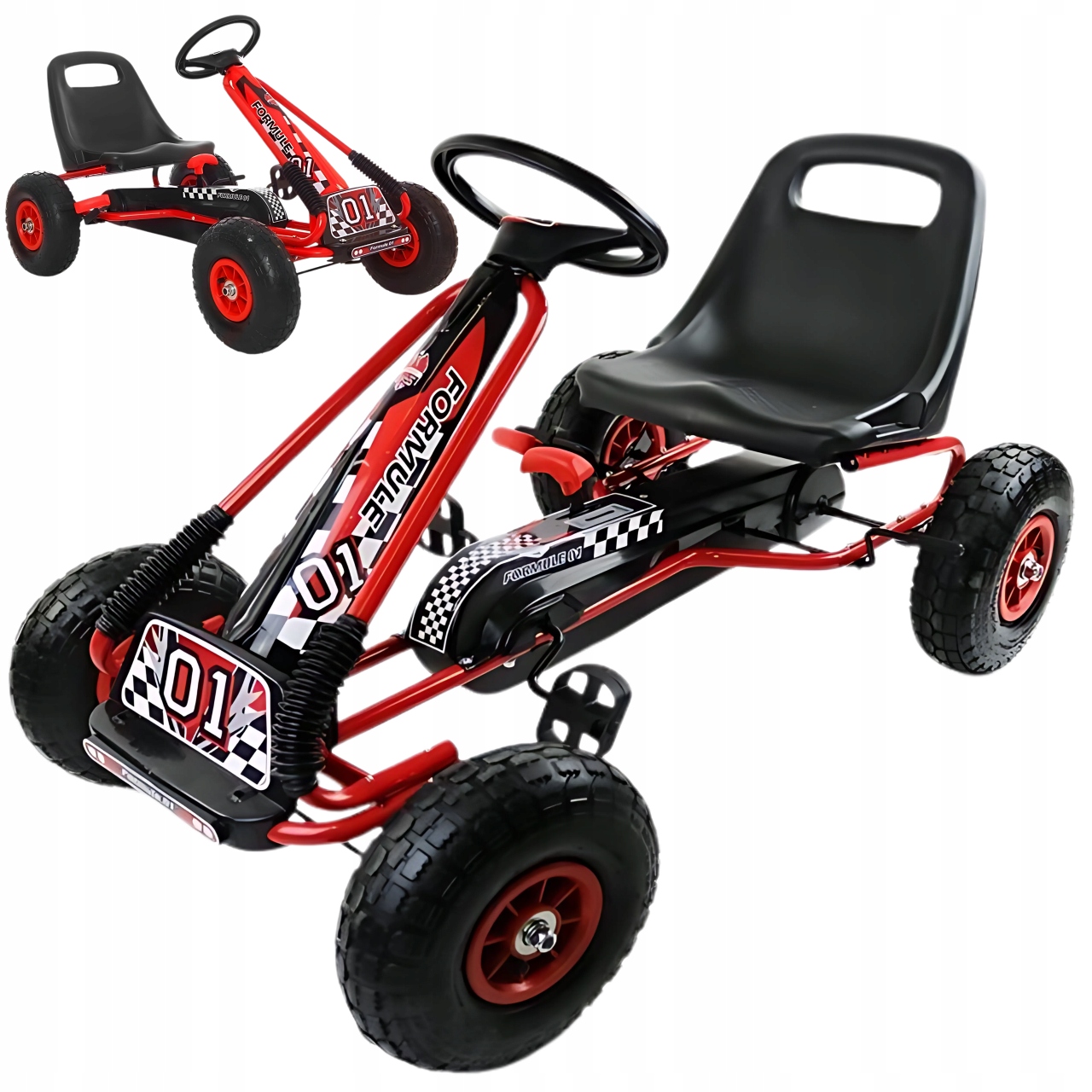 Gokart Na Pedały Pompowane Koła Do Dla Dzieci 30 Kg Czerwony