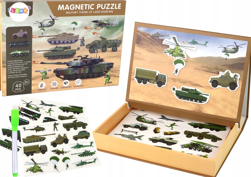 Puzzle Magnetyczne Wojna Lądowa + Dwustronna Tablica i Pisak