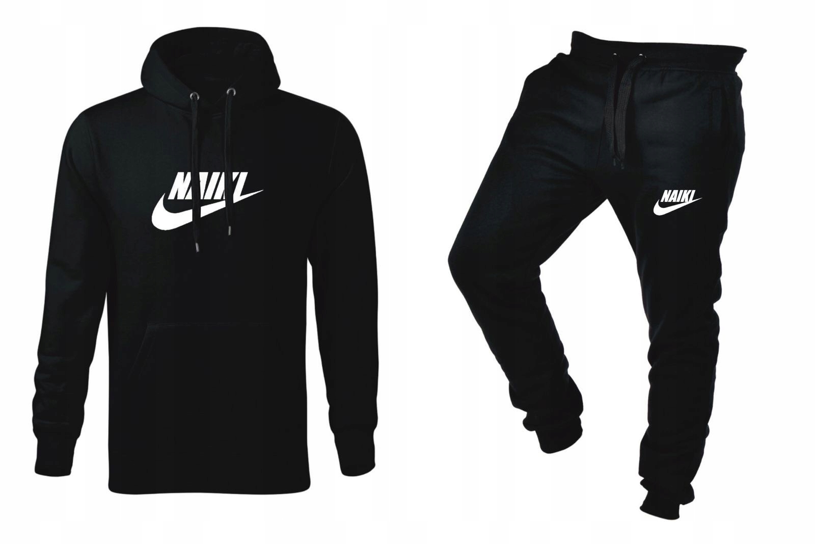 Tepláková Souprava Teplákovka Pánská Naiki Mikina A Kalhoty Černá XXL