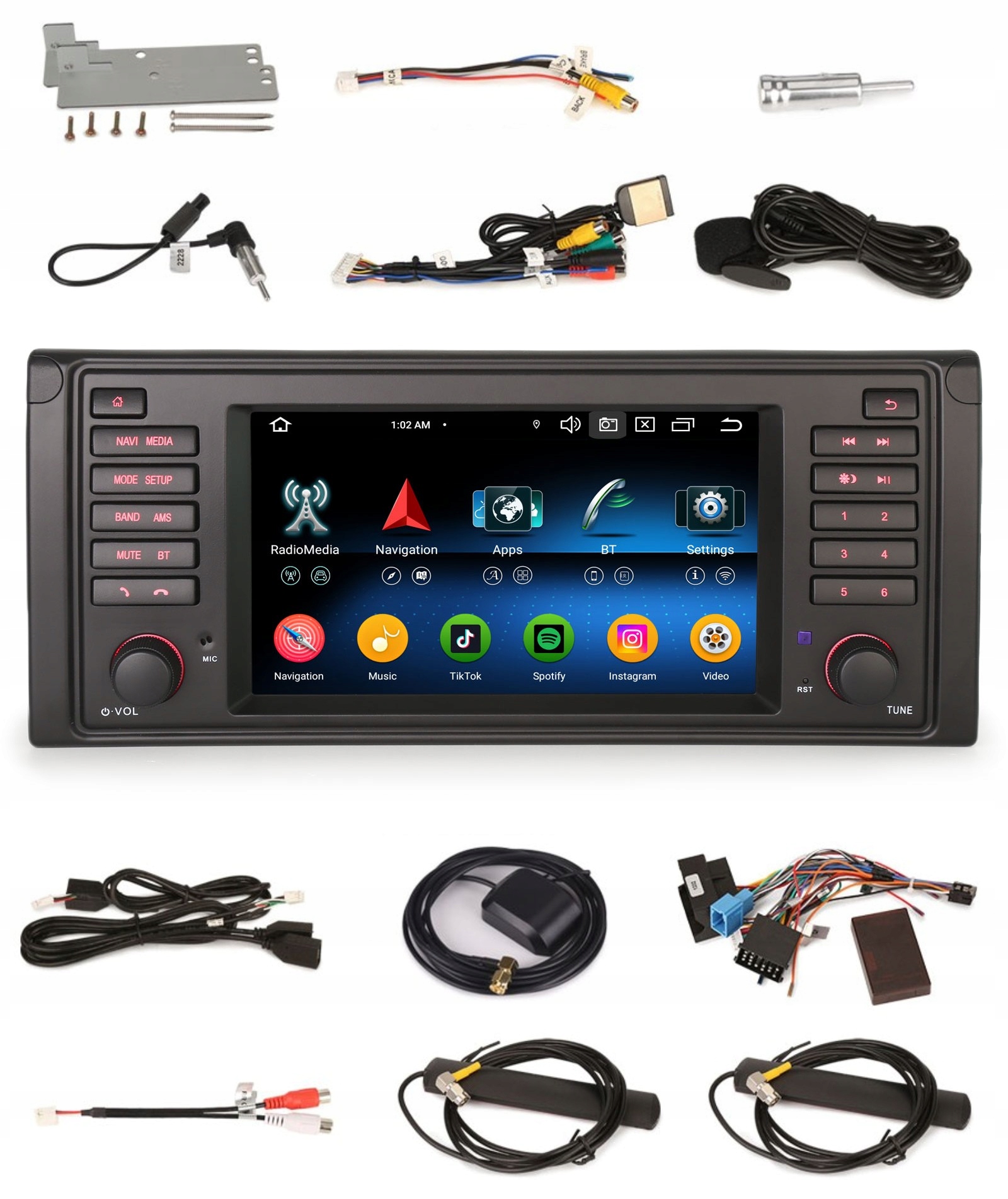 Rádio 2DIN Navigace Android Bmw Řady 5 E39 4/64 Gb Dsp Carplay Lte