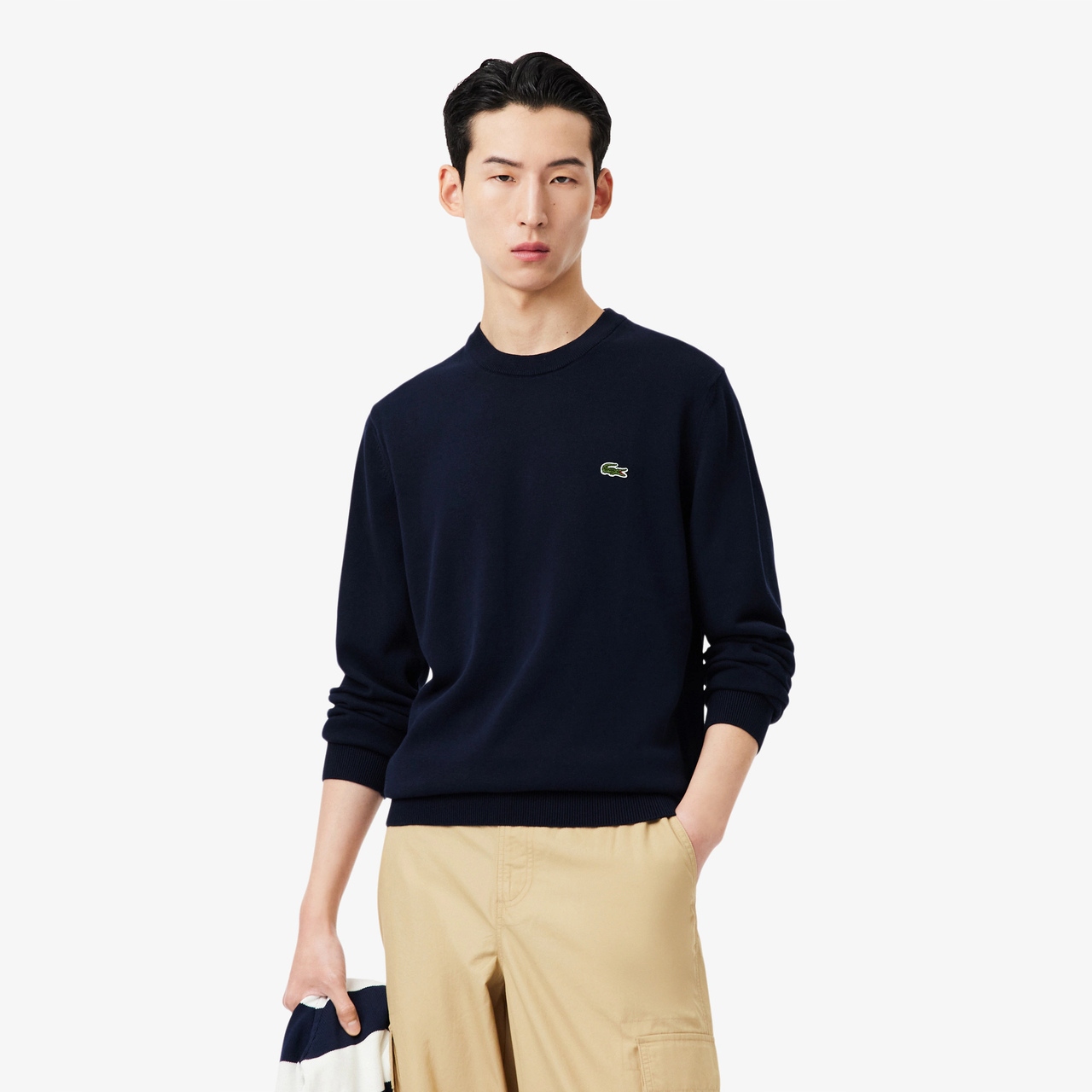 Lacoste Pánský svetr z organické bavlny Navy Blue L