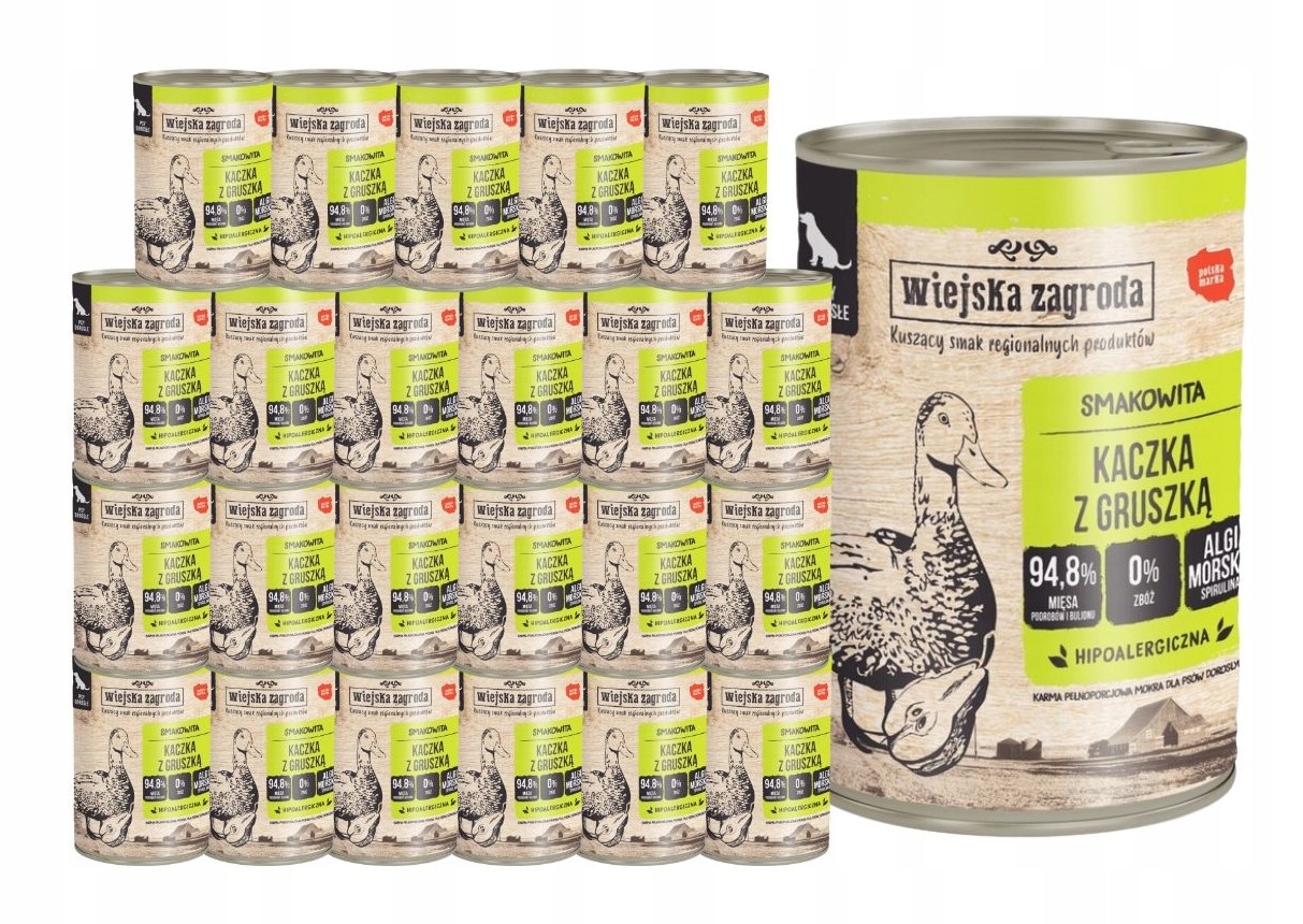 Levně Wiejska Zagroda Krmivo mokré pro psa Kachna s hruškou 24x400g