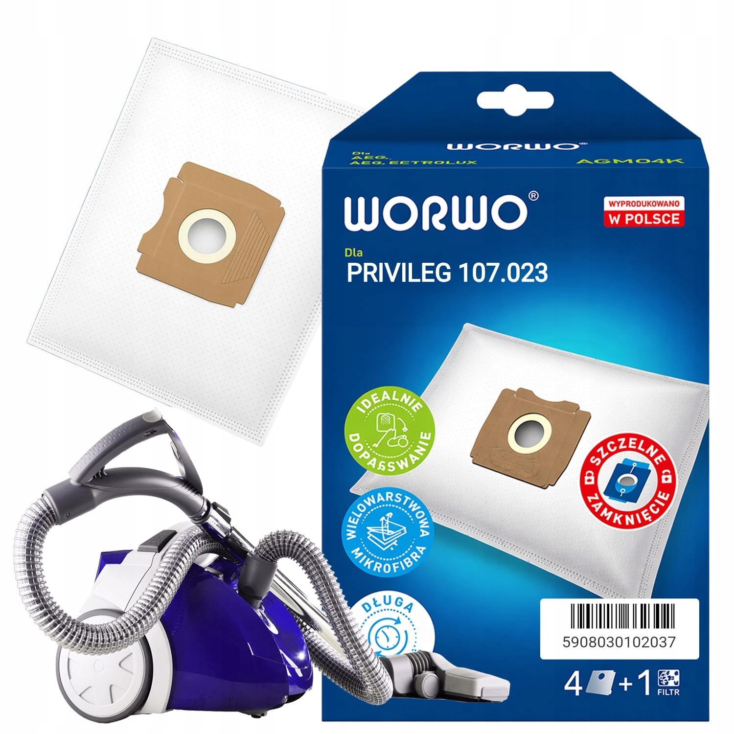 Worki Do Odkurzacza Privileg 107.023 AGMB01, 4 Sztuki, Filtr,