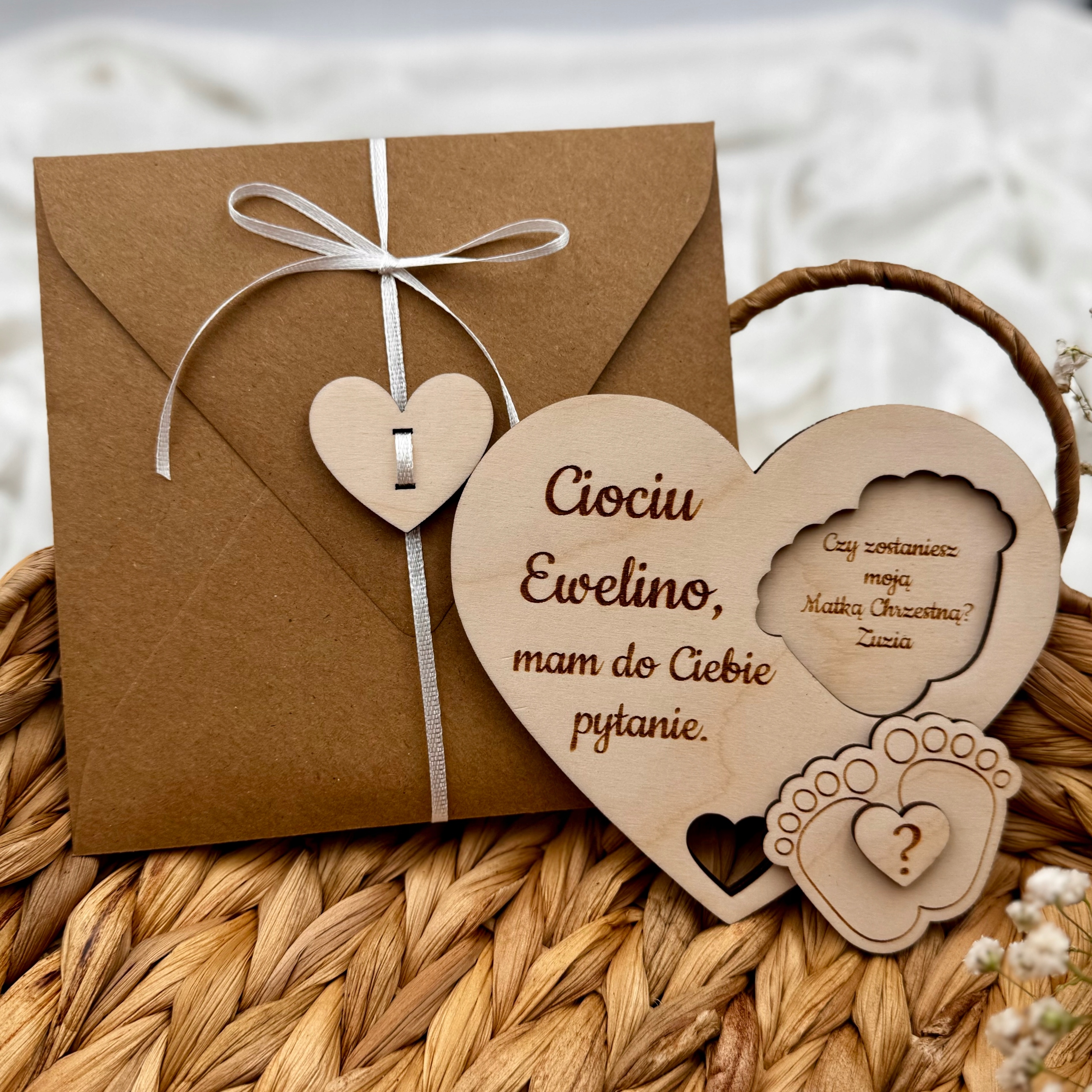 PROŚBA do CHRZESTNYCH o bycie CHRZESTNYM Czy zostaniesz moim MOJĄ CHRZESTNĄ Kolor dominujący brązowy