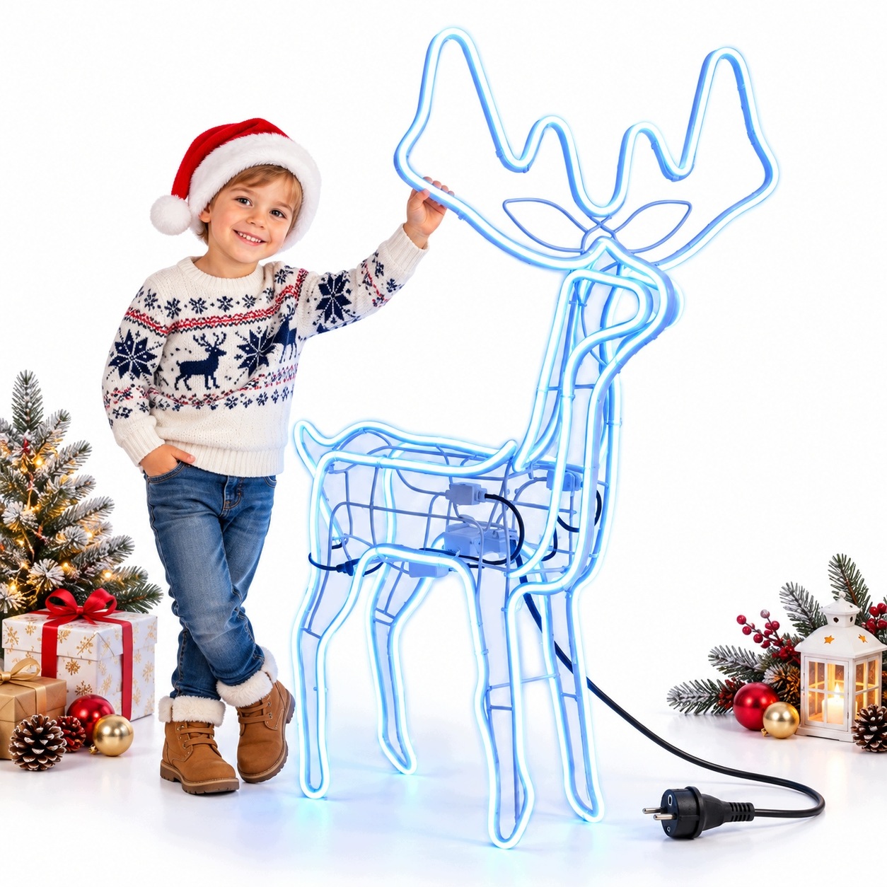 Sob Neon 110 CM Modrý S Pohyblivou Hlavou IP44 Dárek