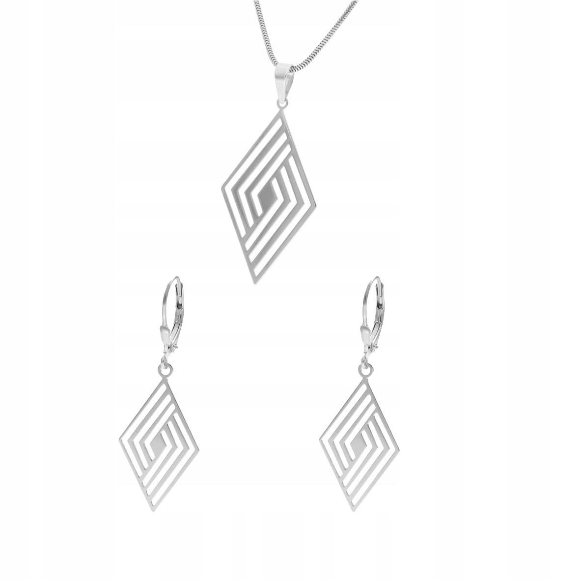 Stříbrná souprava prolamované kosočtverce
