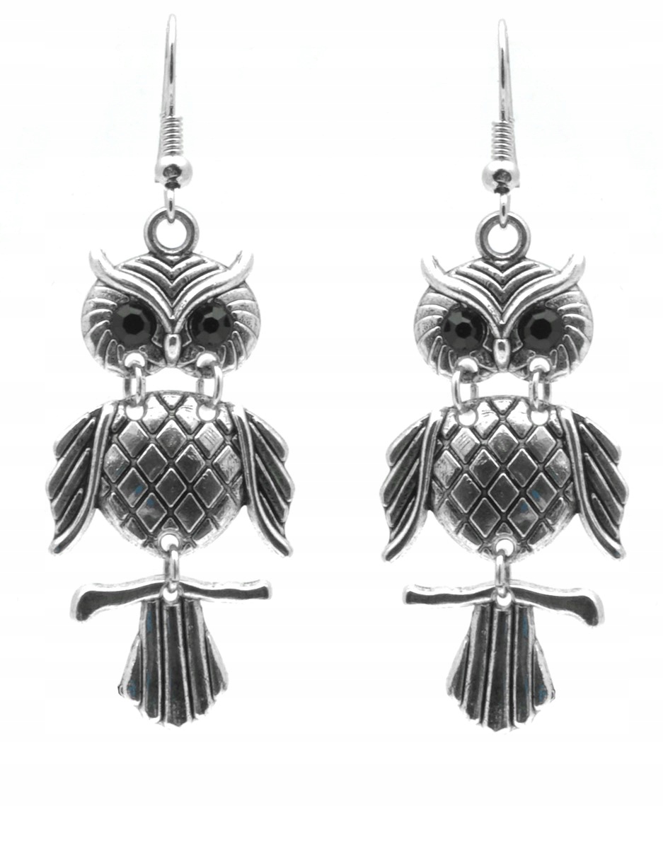 

Kolczyki wiszące długie sowy z kryształkami owl