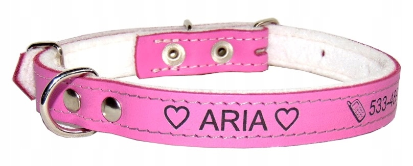 

Obroża Skórzana - Grawer! rozm .27-37cm- różowy