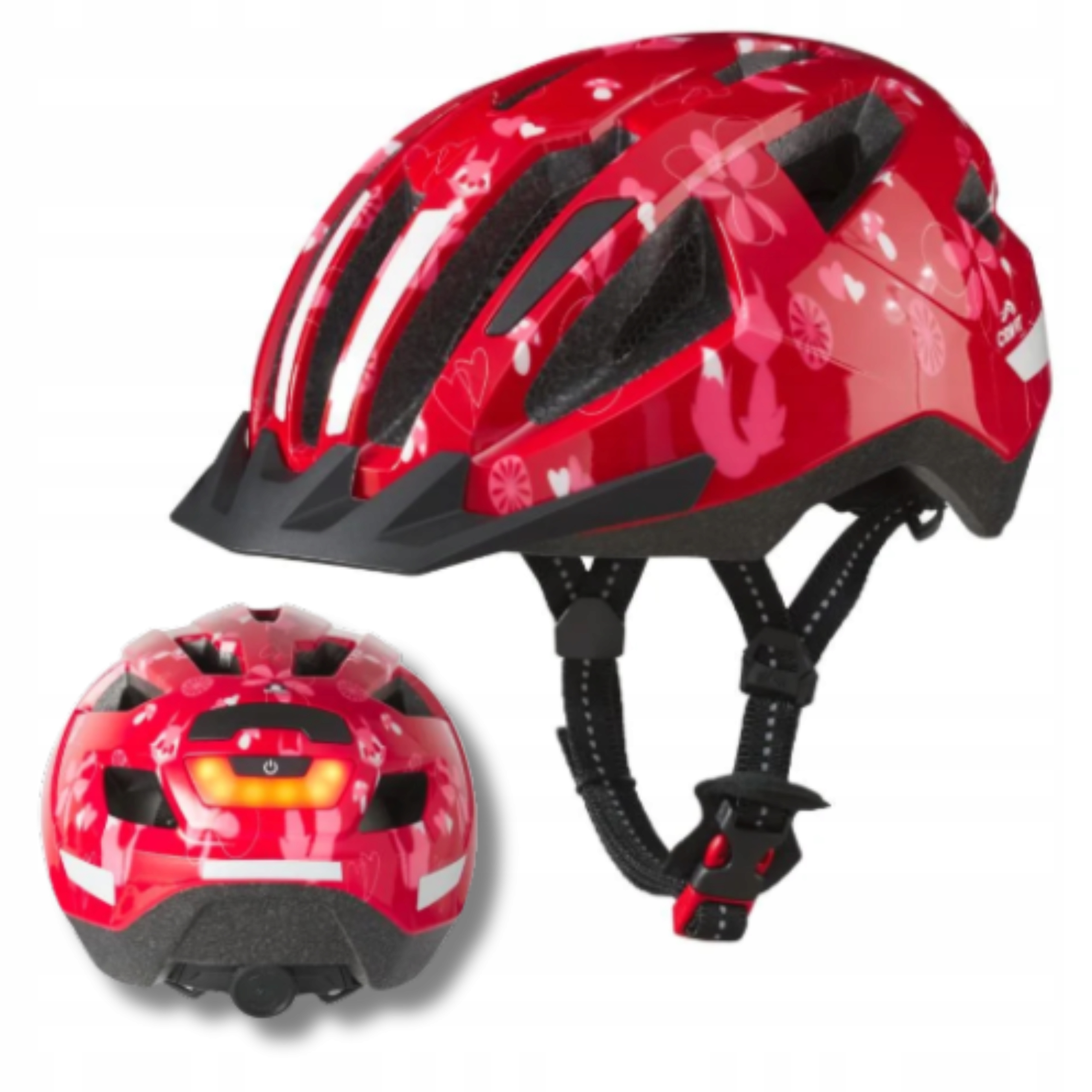 Kask Rowerowy Dziecięcy Z Lampką Dla Dzieci XS(46-51Cm) Regulowany Czerwony