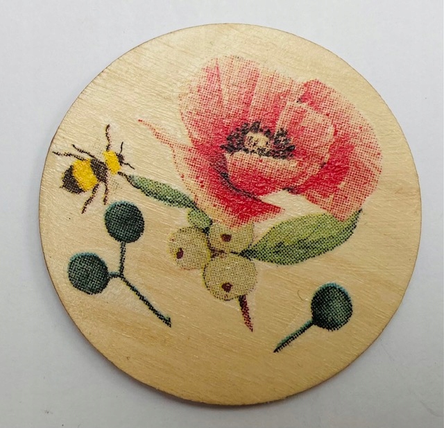 

Magnes decupage HandMade śr. 5 cm Kwiat Kwiaty Mak