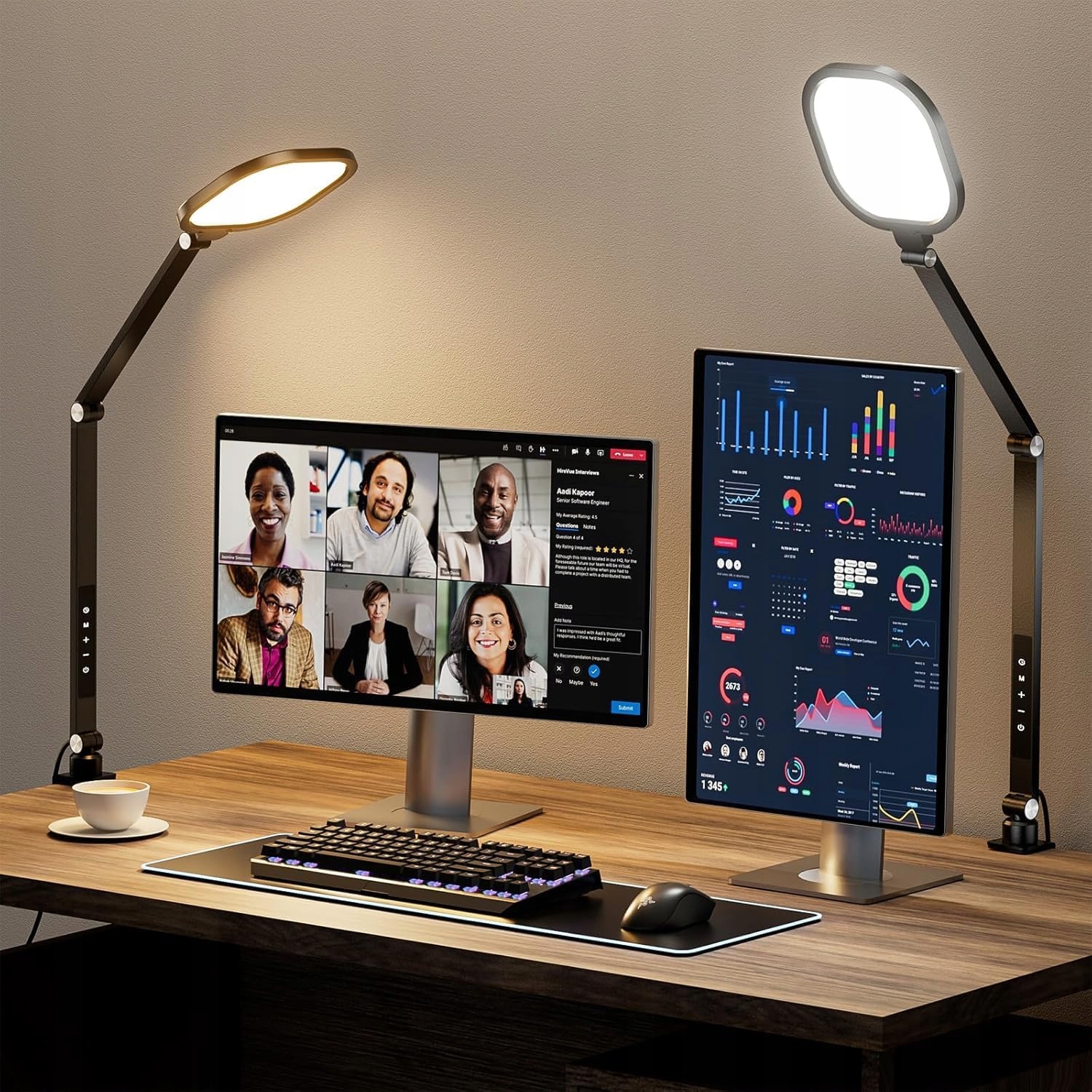 Led stolná lampa s klipom na videokonferencie, nastaviteľná, 15 W CRI95