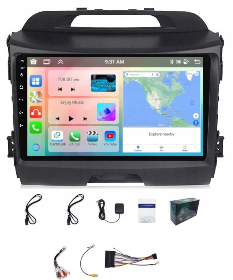 Android Rádio Navigace Kia Sportage 2010-2015 Carplay 6GB 128GB