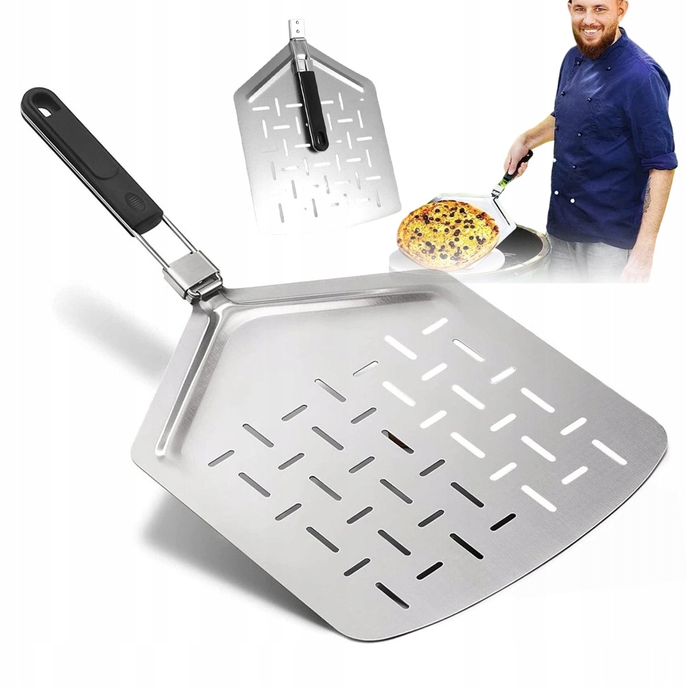 lopata na pizzu, podnos ocel, perforovaná, 33*62.5 cm, ergonomická