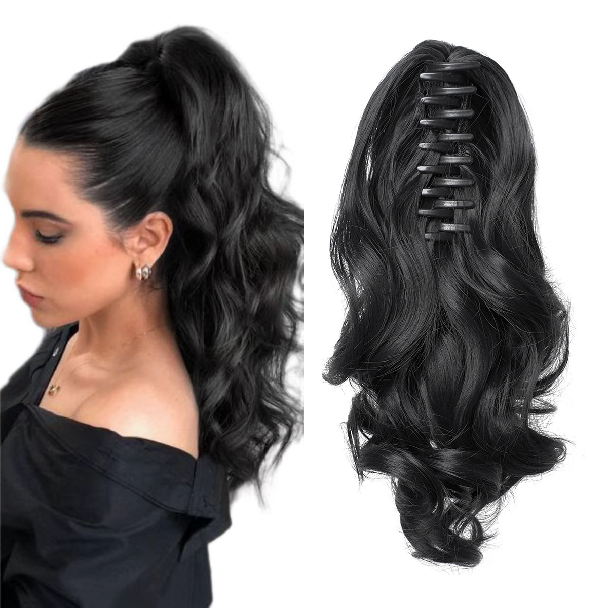 Kucyk Kudrnatý Claw Připínací Dopinka Kitka 30CM Černá