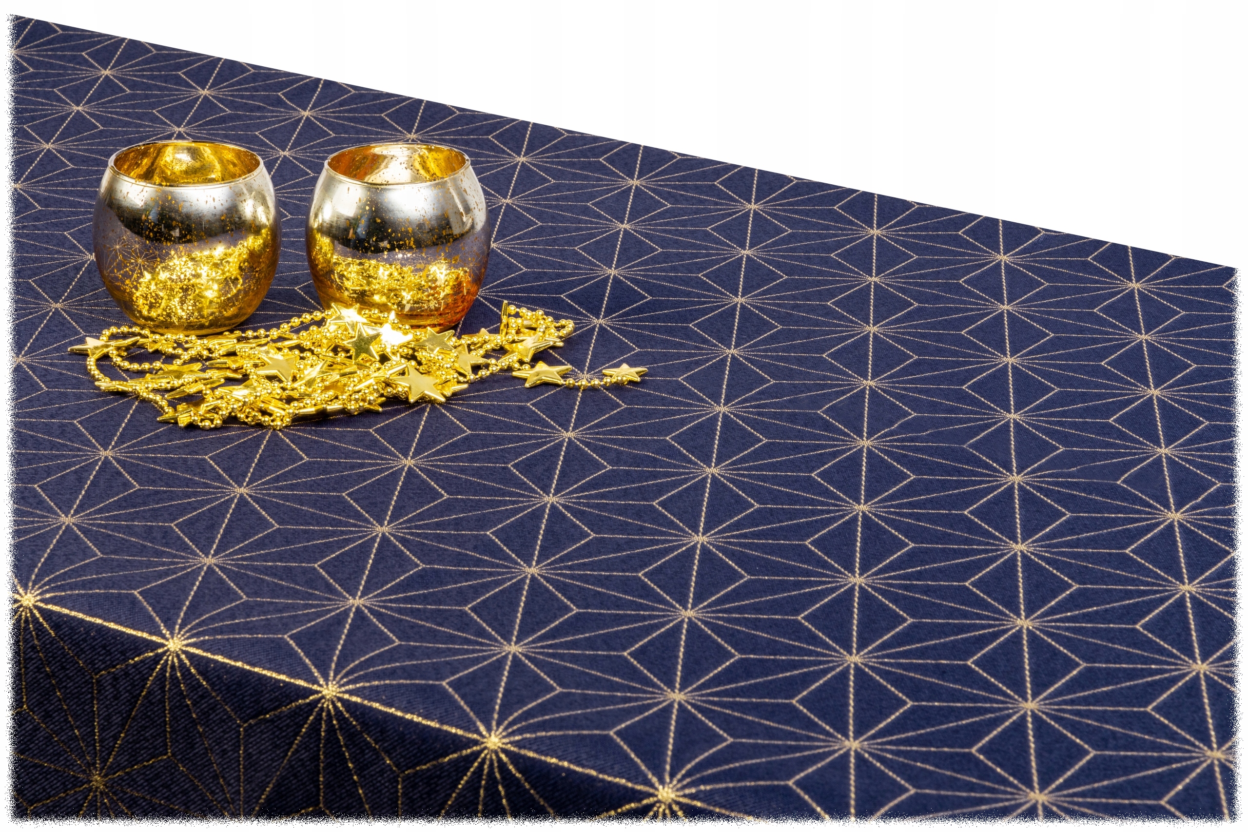 

obrus Dwustronny 150x280 Granatowy diament Złoty