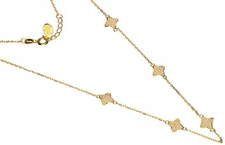 Stříbrný pozlacený náhrdelník 925 s jemným zirkony a elegantním módním vzorem