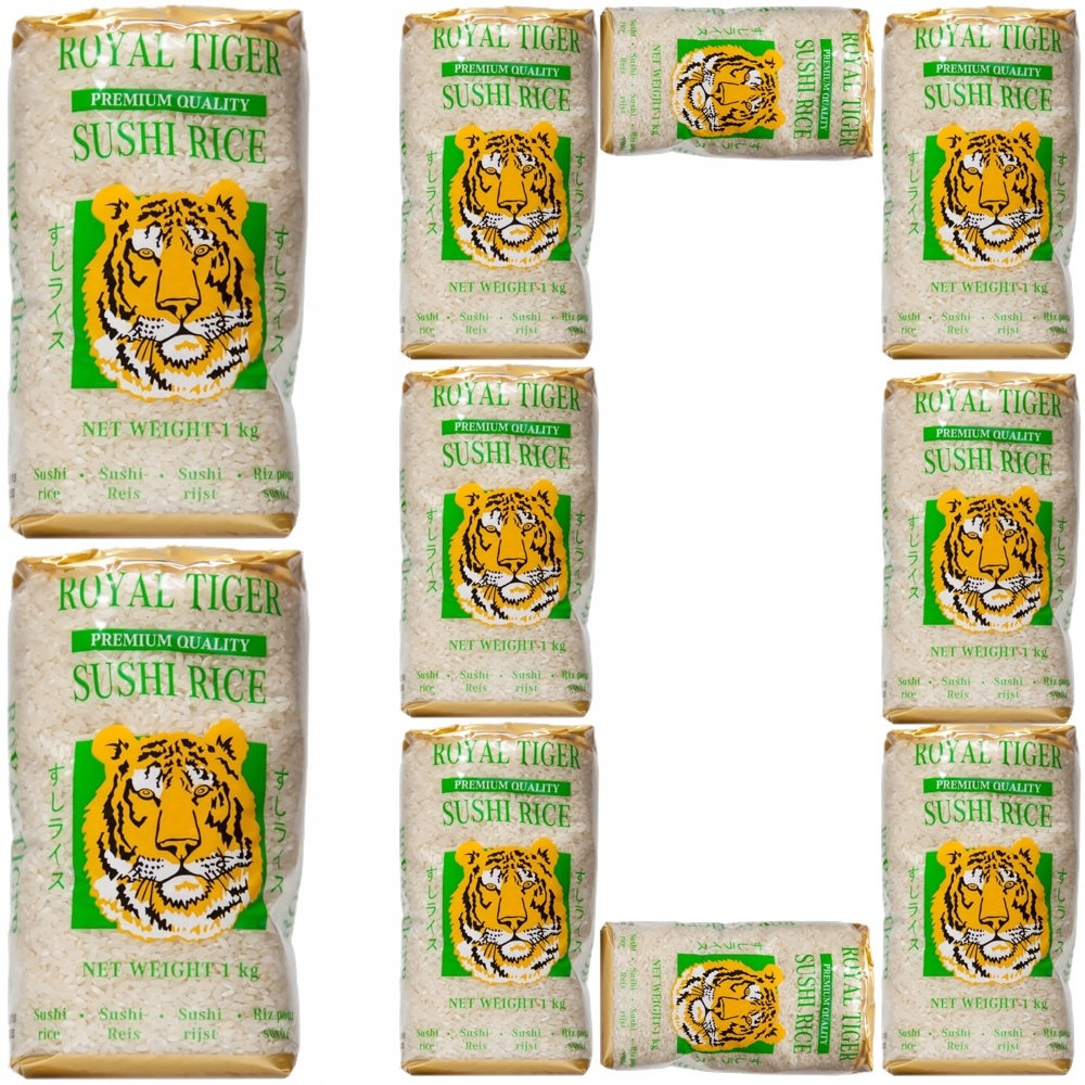 Levně 10x Rýže na sushi kulatá Kleistová zrna Top kvalita 1 kg 1000 g Royal Tiger