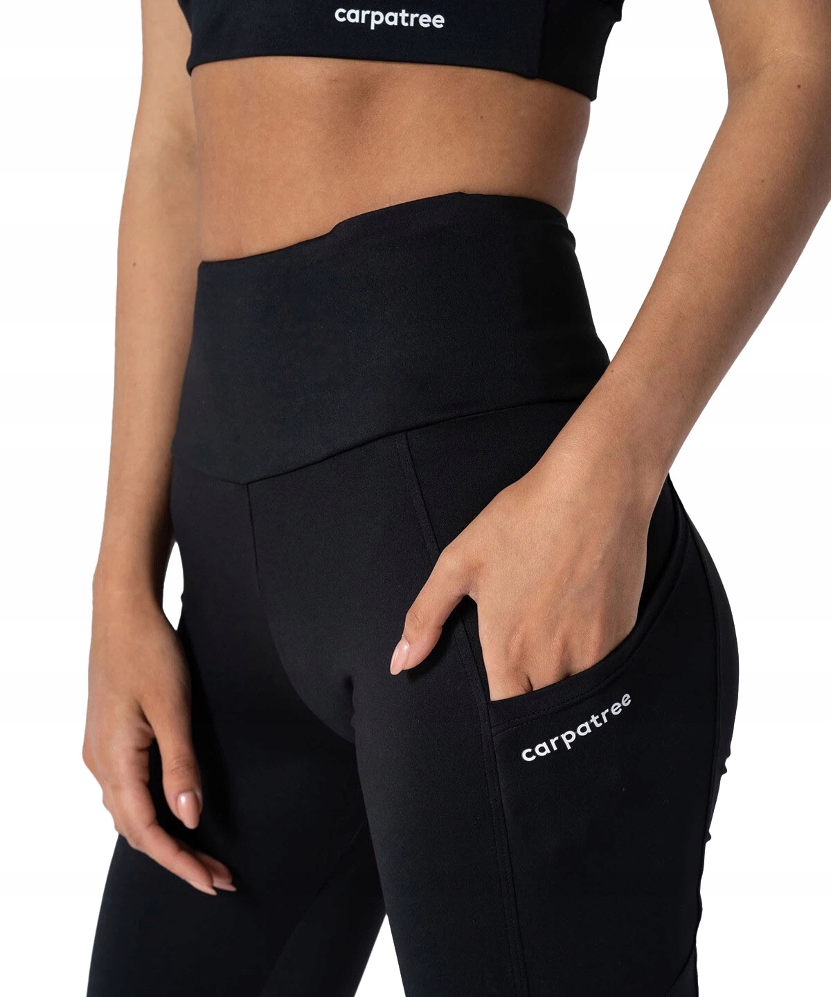Legginsy sportowe ocieplane wysoki stan kieszenie Libra Carpatree Xs czarne