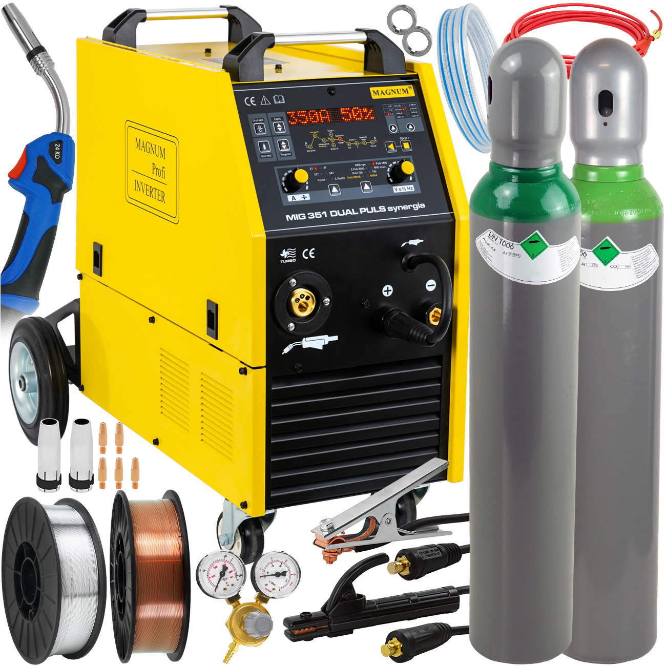 Spawarka Magnum Mig 350A Mma Synergia Alu zestaw