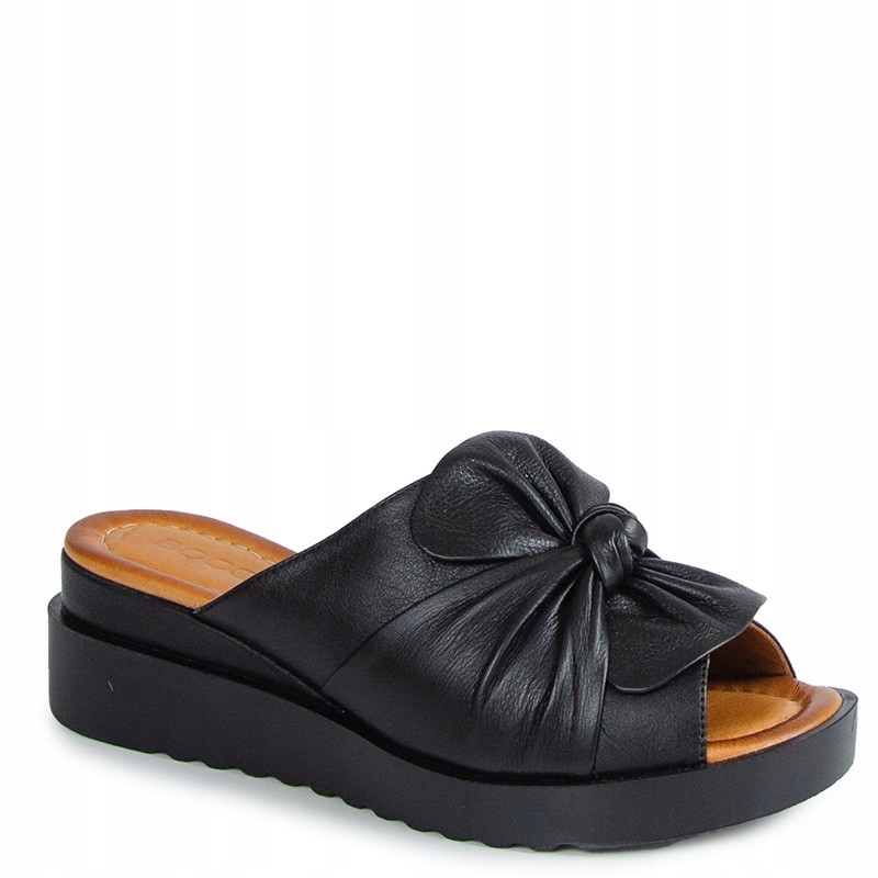 Boccato 289.755-1 Černé Kožené Nazouváky S Mašličkou 36