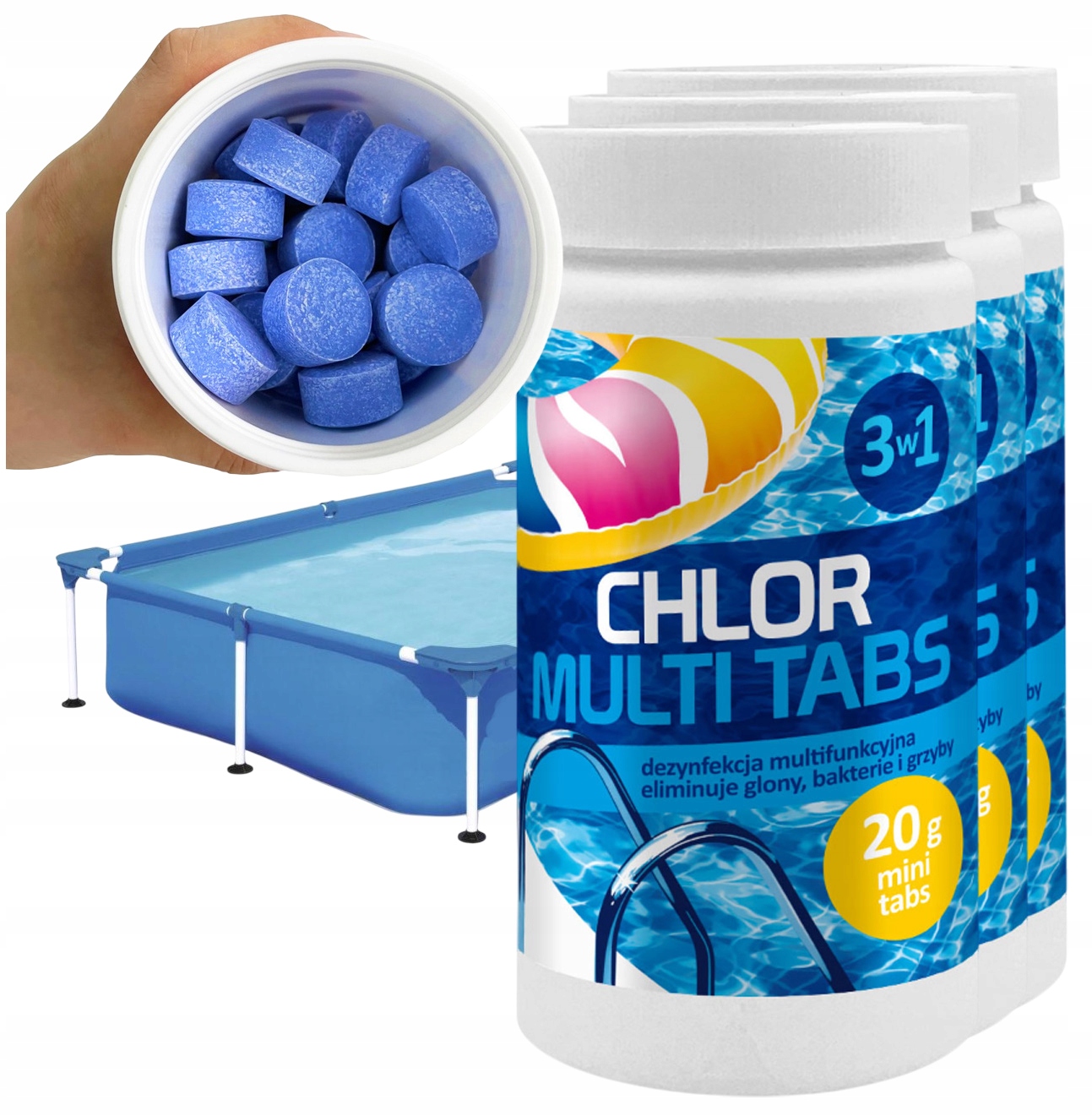 Chlor Multifunkcyjne Tabletki 3w1 Chemia Do Basenu Małe 20g Gamix 3x 1kg