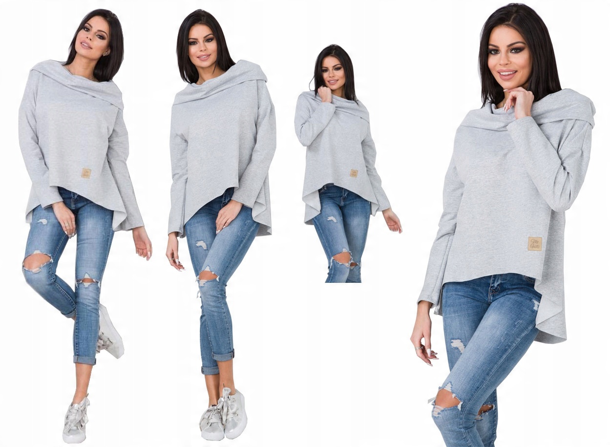 

Asymetryczna Tunika Bluza Sukienka Komin Kaptur XL