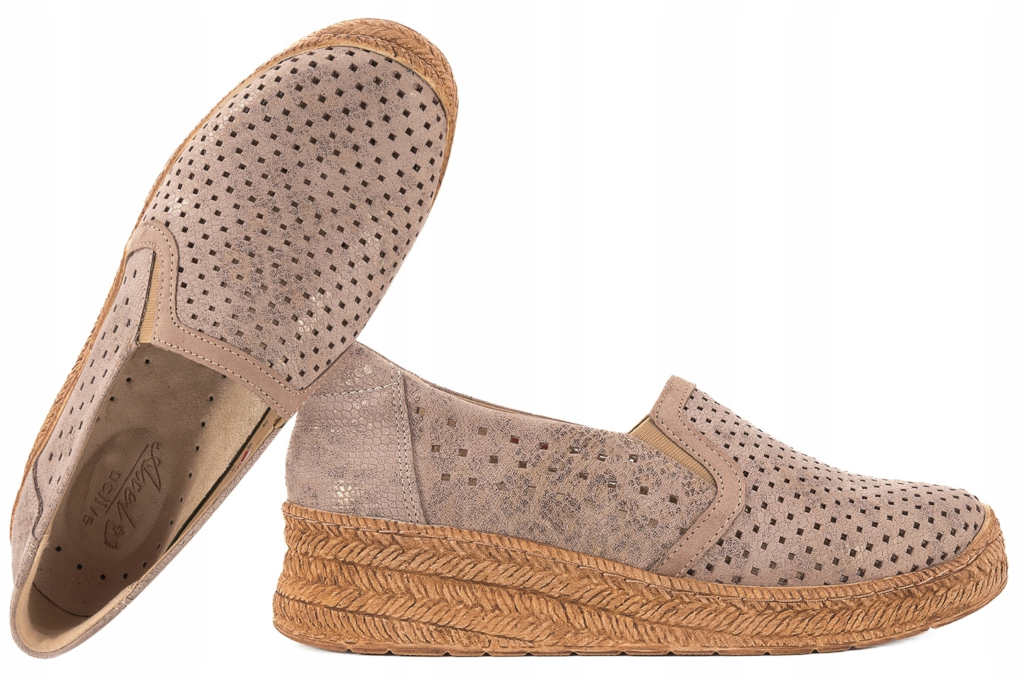 Axel 1907 Comfort Ažurové Polobotky Mokasíny Espadrilky Tuhost H béžová python 41