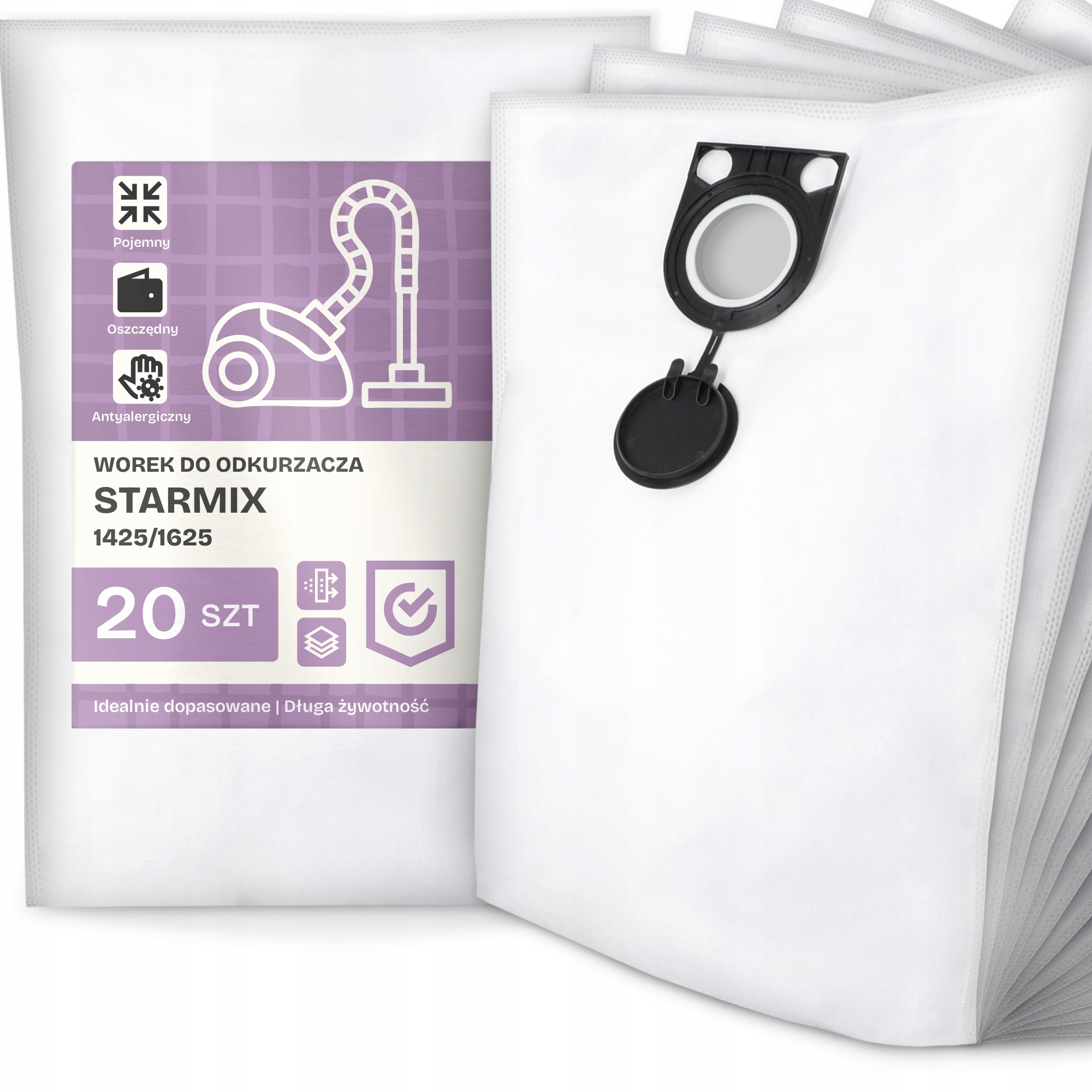 20 x Sáček Do Vysavače Starmix 1425/1625 Syntetický Prostorný Silný Velký G9